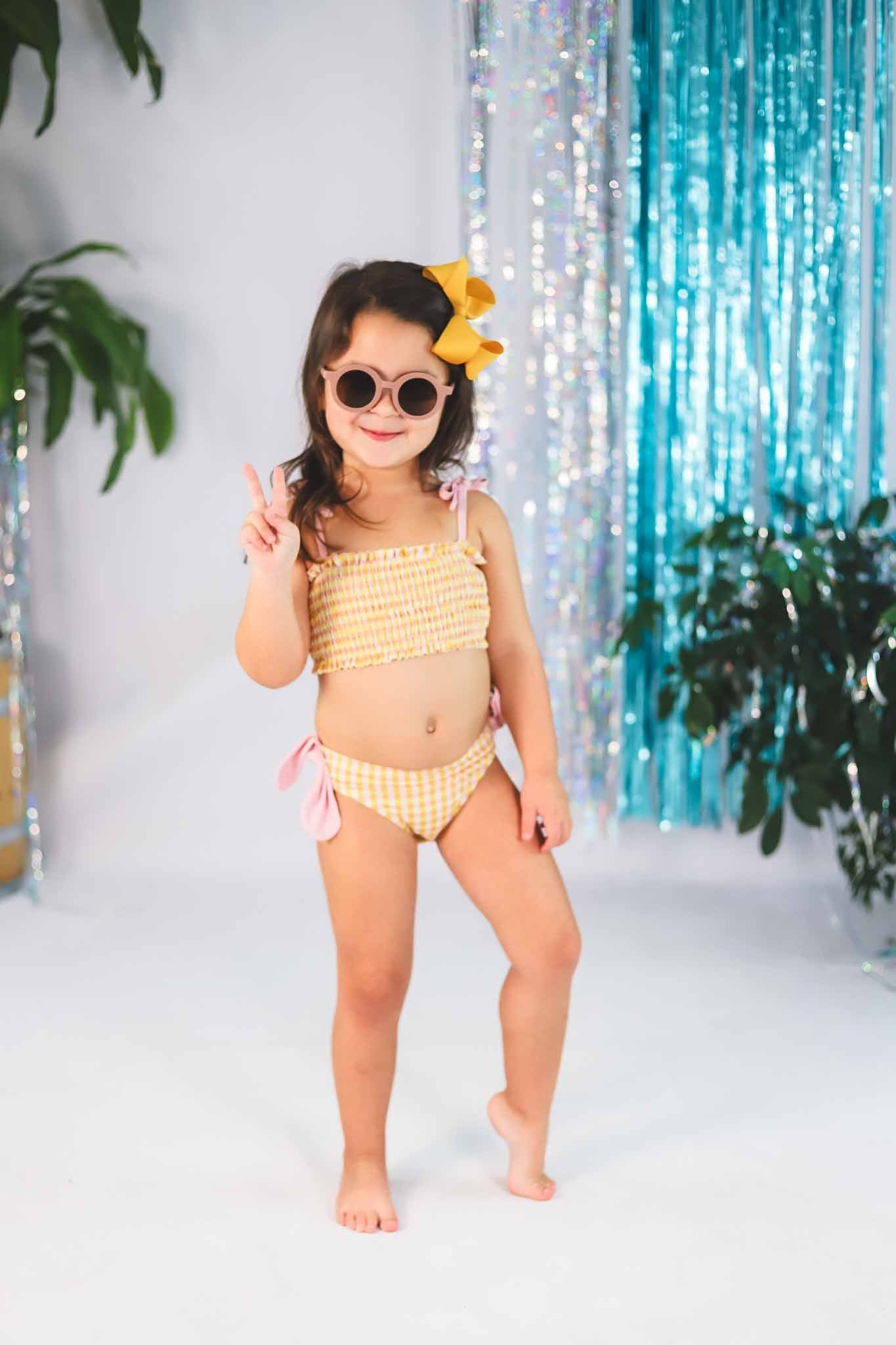 Yellow Gingham Bikini Toddler Girl Bowfish Kids