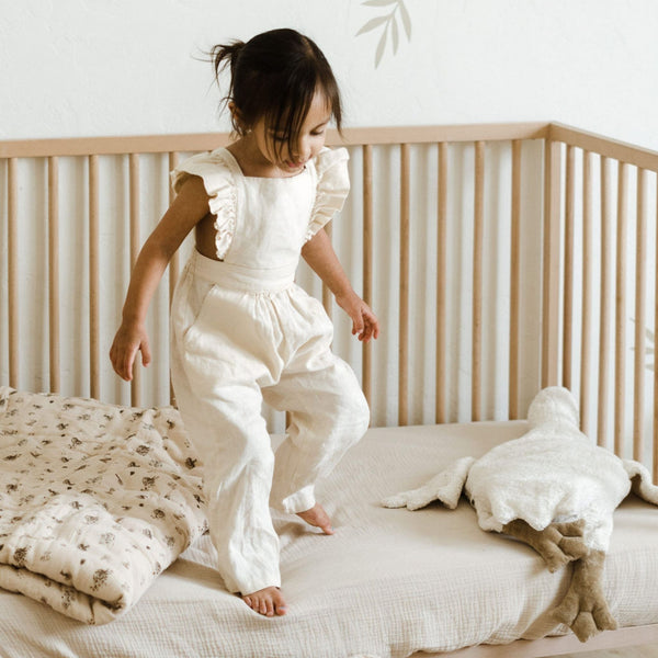 Linen Flutter Sleeve Vanilla Romper (Toddler + Little Girl) – Bowfish
