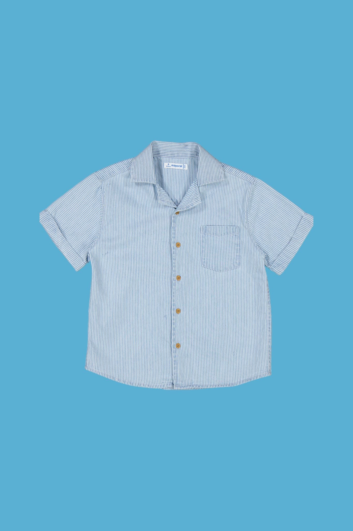 Mayoral Stripes Denim Button Up Shirt