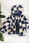 Baby Face Blue Checkered Winter Coat