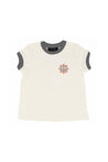 Tiny Whales Natural Black Flower Child Ringer Tee