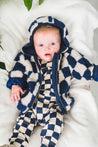 Baby Face Blue Checkered Winter Coat