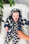 Baby Face Blue Checkered Winter Coat