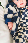 Baby Face Blue Checkered Winter Coat