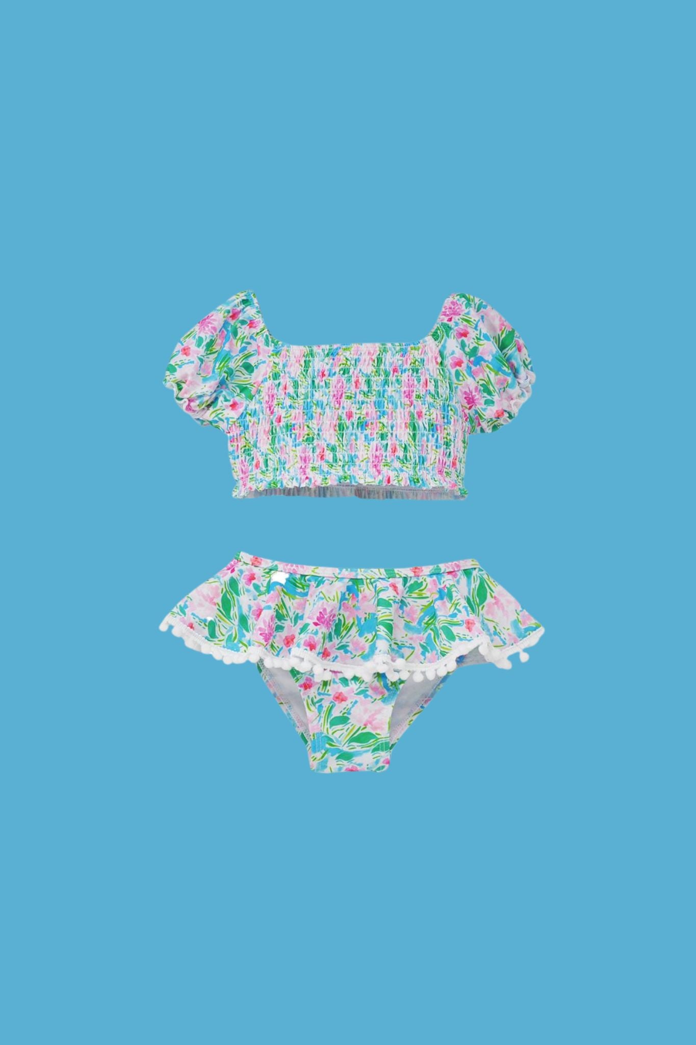 Flap Happy Gemma Smocked Pom-Pom Bikini 