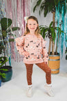 Walkiddy Cat Print Ruffle Sweatshirt