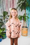 Walkiddy Cat Print Ruffle Sweatshirt