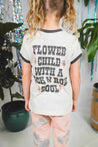 Tiny Whales Natural Black Flower Child Ringer Tee