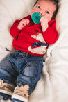 Mayoral Newborn Red Reindeer Jacquard Jumper