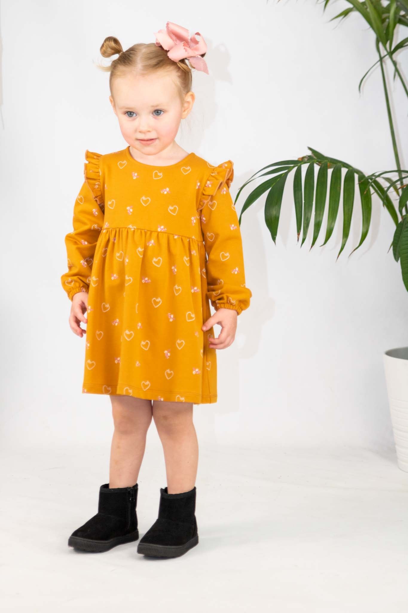 Rust Heart Ruffle Dress (Toddler Girl)
